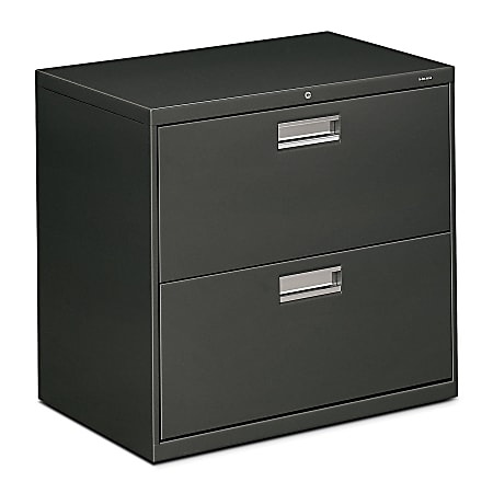 HON® 600 30"W Lateral 2-Drawer Standard File Cabinet With Lock, Metal, Charcoal