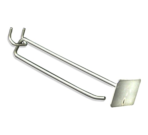 Azar Displays Galvanized Metal Scan Plate Hooks, 1-3/8"H x 2-1/8"W x 6"D, Silver, Pack Of 50 Hooks