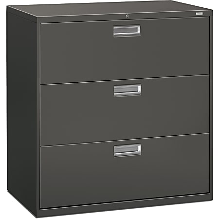 HON 600 20 D Lateral 3 Drawer File Cabinet With Lock Charcoal
