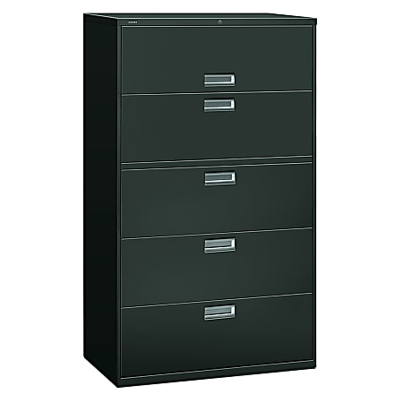 HON® 600 42"W x 18"D Lateral 5-Drawer File Cabinet With Lock, Charcoal
