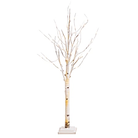 Nearly Natural Birch 48”H Artificial Christmas Tree With LED Lights, 48”H x 21”W x 21”D, White