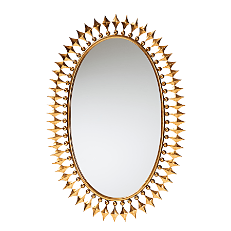 Baxton Studio Rogier Oval Accent Wall Mirror, 37-5/16”H x 25”W x 1/4”D, Antique Goldleaf
