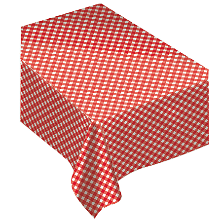 Amscan Flannel-Backed Table Cover, 52" x 90", Summer Picnic Gingham