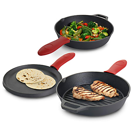 MegaChef Pre-Seasoned Cast Iron 5-Piece Kitchen Pots & Pans Cookware Set