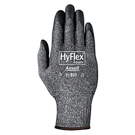 Ansell HyFlex® Foam Gloves, Size 10, Black/Gray, Pack