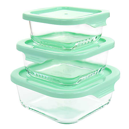 Martha Stewart 6-Piece Glass Storage Containers, 2-7/16"H x 6"W x 6-3/4"D, Mint