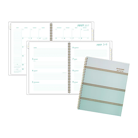 AT-A-GLANCE® Fashion Academic Weekly/Monthly Planner, 8 1/2" x 11", Ombre Mint, July 2017 to June 2018
