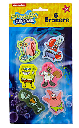 Nickelodeon SpongeBob Erasers, Multicolor, Pack Of 6 Erasers