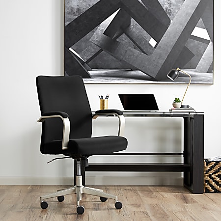 Serta SitTrue Devara Faux Leather Mid Back Manager Chair Black