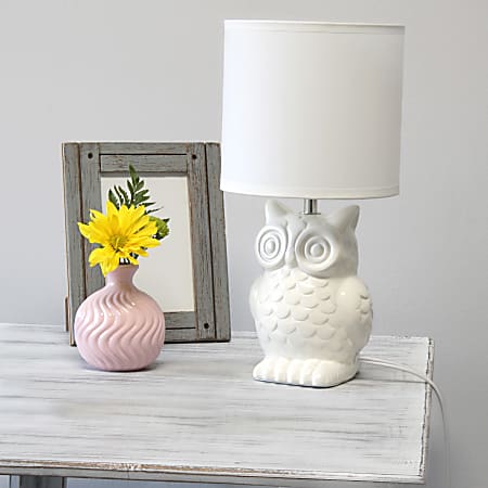 White ceramic owl lamp sale