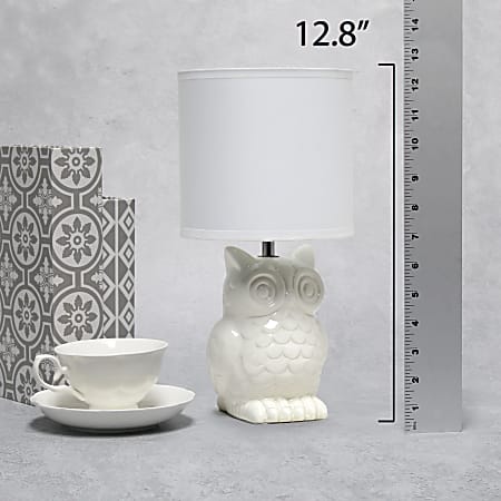 Simple Designs Owl Table Lamp 12 1316 H Off WhiteOff White Office Depot