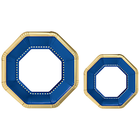 Amscan Octagonal Premium Plates, Bright Royal Blue, 20 Plates Per Pack, Case Of 2 Packs
