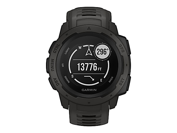 Garmin Instinct Smart Watch - Wrist - Touchscreen - Bluetooth - GPS - 336 Hour - Circular - Graphite - Polymer - Silicone Band