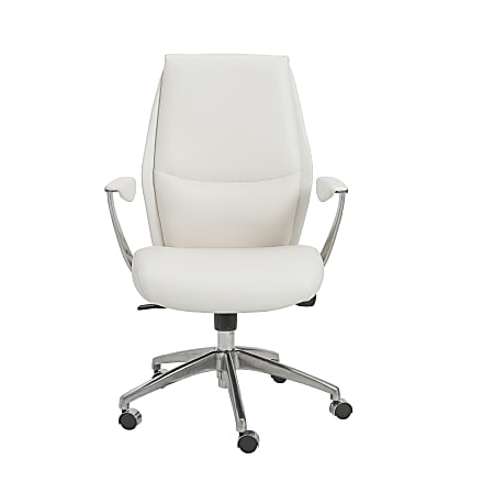 Eurostyle Crosby Faux Leather Low-Back Commercial Office Chair, White/Silver