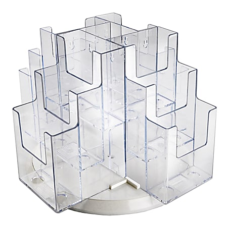 Azar Displays 12-Pocket 3-Tier Revolving Brochure Holder, 9"H x 15"W x 15"D, Clear