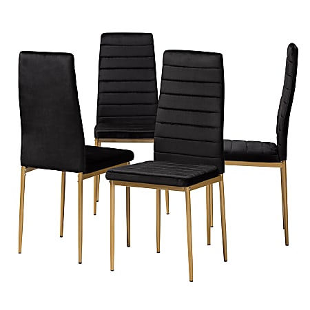 Baxton Studio Armand Dining Chairs, Black/Gold, Set Of