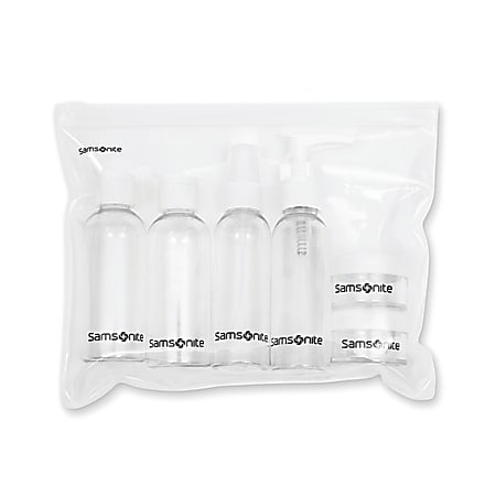 Samsonite® Travel Bottle Set, 8"H x 6 1/2"W x 1 1/4"D, Clear