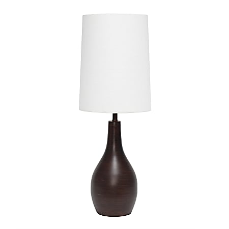Simple Designs 1 Light Teardrop Table Lamp 19 12 H White ShadeRestoration Bronze Base Office Depot