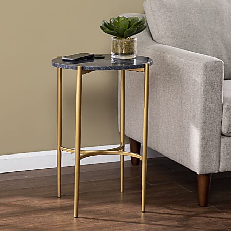 SEI Clarvin Side Table With Wireless Charging Station, 24-1/4”H x 16-1/2”W x 13-1/2”D, Black