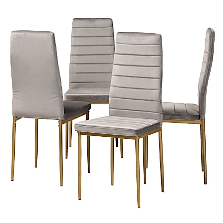 Baxton Studio Armand Dining Chairs, Gray/Gold, Set Of 4 Chairs