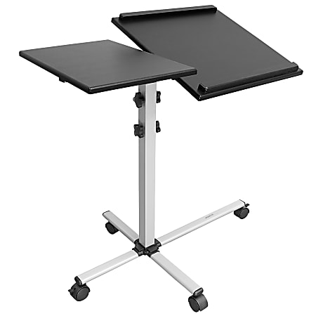 Mount-It MI-7945 Rolling Laptop Tray And Projector Cart, 26”H x 24”W x 3”D, Black