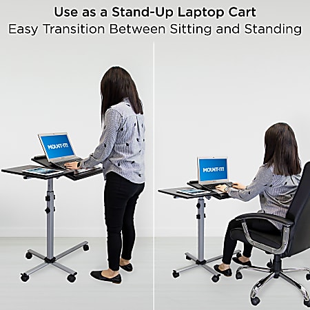 Mount It MI 7945 Rolling Laptop Tray And Projector Cart 26 H x 24