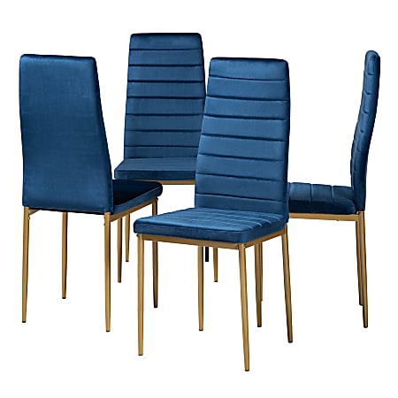Baxton Studio Armand Dining Chairs, Navy Blue/Gold, Set