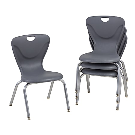  Factory Direct Partners Contour Chairs, Gray, Pack Of 4 Chairs