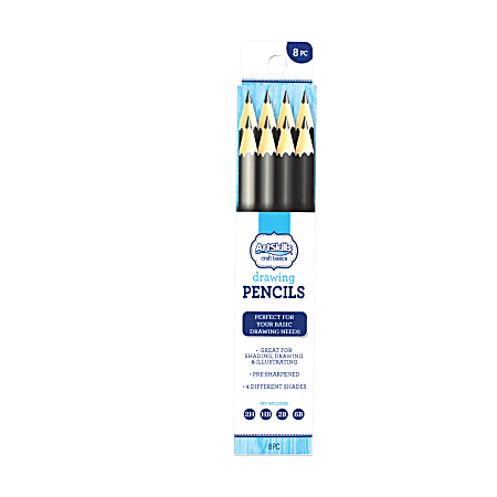 ArtSkills® Premium Drawing Pencils, 2.5 mm, 2B/2H/6B/HB Hardness, Black, Pack of 8