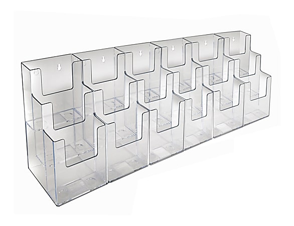 Azar Displays 3-Tier 18-Pocket Acrylic Trifold Brochure Counter Display, 9"H x 36"W x 5-1/4"D, Clear
