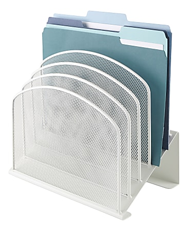 Office Depot® Brand 5-Compartment Mesh Incline Sorter, 11-3/4”H x 11-1/4”W x 7-1/4”D, White