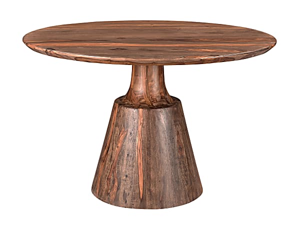 Coast to Coast Welby Solid Wood Round Dining Table, 30”H x 46"W x 46"D, Brownstone Nut Brown