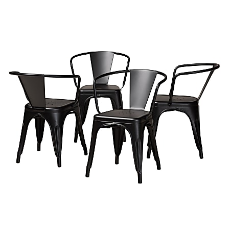 Baxton Studio Ryland Metal Dining Chairs, Black, Set Of 4 Chairs