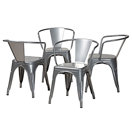 Baxton Studio Ryland Metal Dining Chairs, Gray, Set Of 4 Chairs