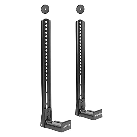 Mount-It! Universal Soundbar Mount Brackets for TV and Wall Installation, 2-1/2”H x 5-1/4”W x 17-1/2”D, Black, Set Of 2 Brackets