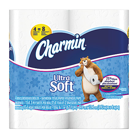 Charmin® Ultra Soft 2-Ply Bathroom Tissue, 154 Sheets Per Roll, Pack Of 4
