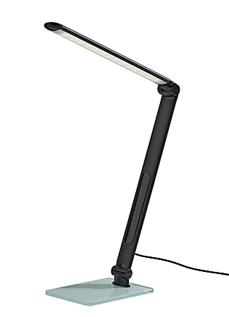 Adesso® Simplee Douglas LED Desk Lamp, 24"H, Matte Black Shade/Frosted Base