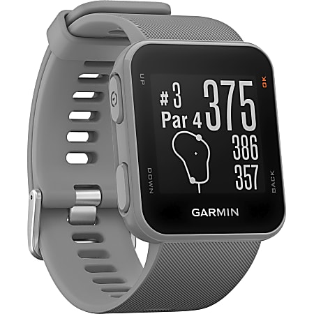 Garmin Approach S10 Golf Watch - Odometer - Calendar, Scorecard, Timer, Clock Display - Distance Traveled - 64 MB - GPS - 2352 Hour - Powder Gray - Silicone Band - Golf - Water Resistant