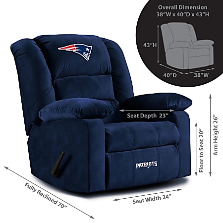 Imperial NFL Playoff Microfiber Recliner Accent Chair New England Patriots Navy ODP Business Solutions