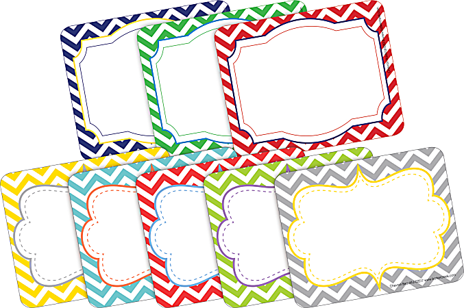 Barker Creek Name Tags, 2 ¾” x 3 ½", Chevron, 45 Name Tags Per Pack, Assorted Colors, Case Of 2 Packs