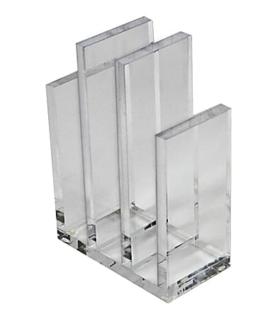 Azar Displays Acrylic File Sorter Bookends, 8-3/8"H x 5-3/4"W x 3"D, Clear, Pack Of 2 Bookends