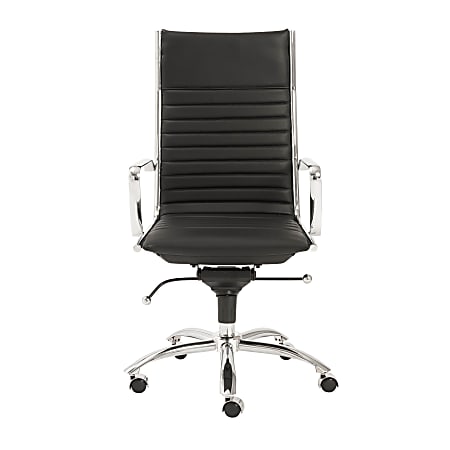 Eurostyle Dirk Faux Leather High-Back Commercial Office Chair, Chrome/Black