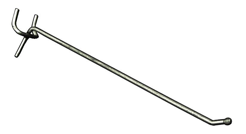 Azar Displays Galvanized Metal Hooks For Pegboard And Slatwall Systems, 8", Pack Of 50 Hooks