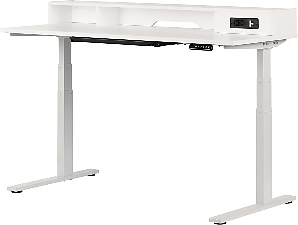 South Shore Majyta Electric 60"W Adjustable-Height Standing Desk, Pure White