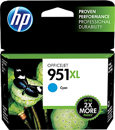 HP 951XL High-Yield Cyan Ink Cartridge, CN046AN