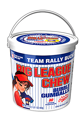 Big League Chew Bubble Gumballs Bucket, 17 Oz, Bucket Of 80 Gumballs
