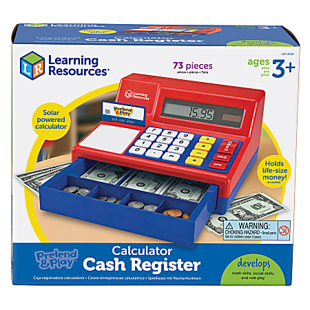Learning Resources Pretend Play Calculator Cash Register 5 34 H x 9 12 ...
