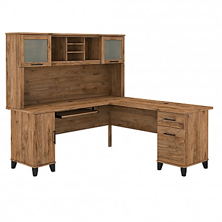 Bush® Furniture Somerset 72"W L-Shaped Desk With Hutch, Fresh Walnut, Standard Delivery