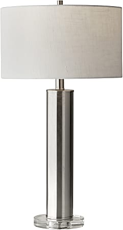 Adesso® Ezra Table Lamp, 25-1/2"H, White Shade/Brushed Steel Base