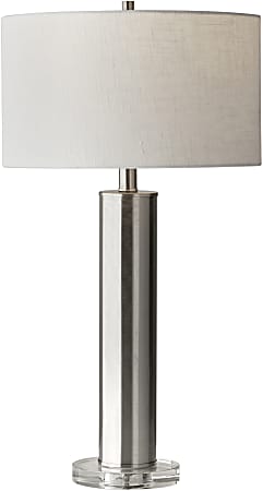 Adesso® Ezra Table Lamp, 25-1/2&quot;H, White Shade/Brushed Steel